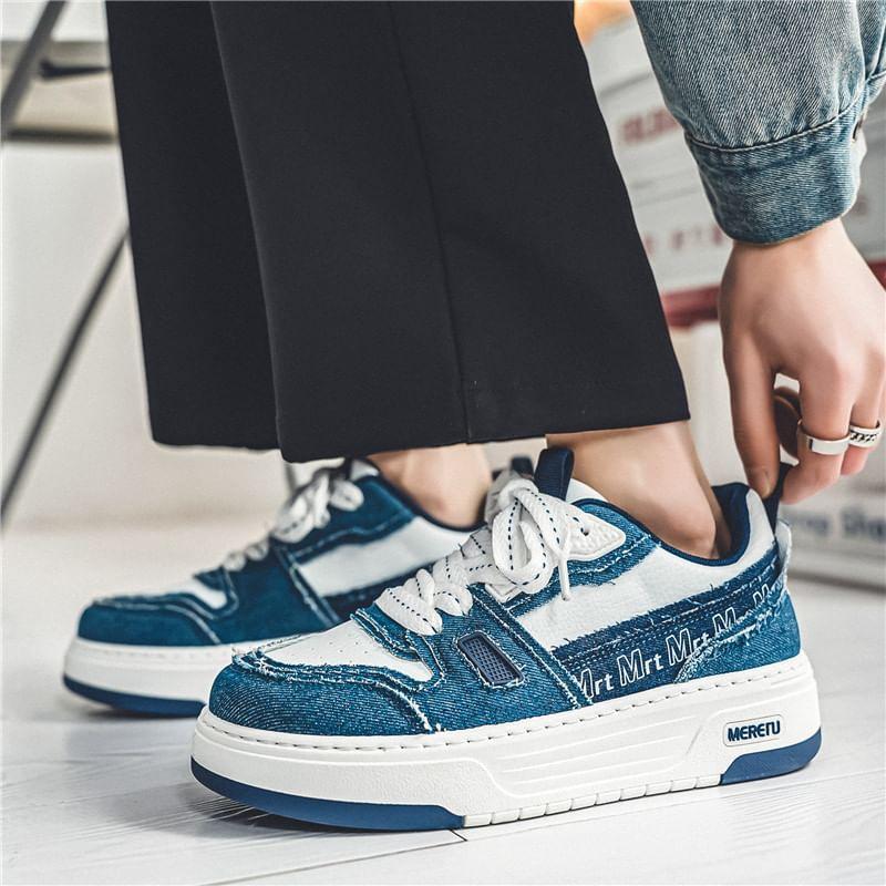 Lettering Lace-Up Platform Sneakers Product Image