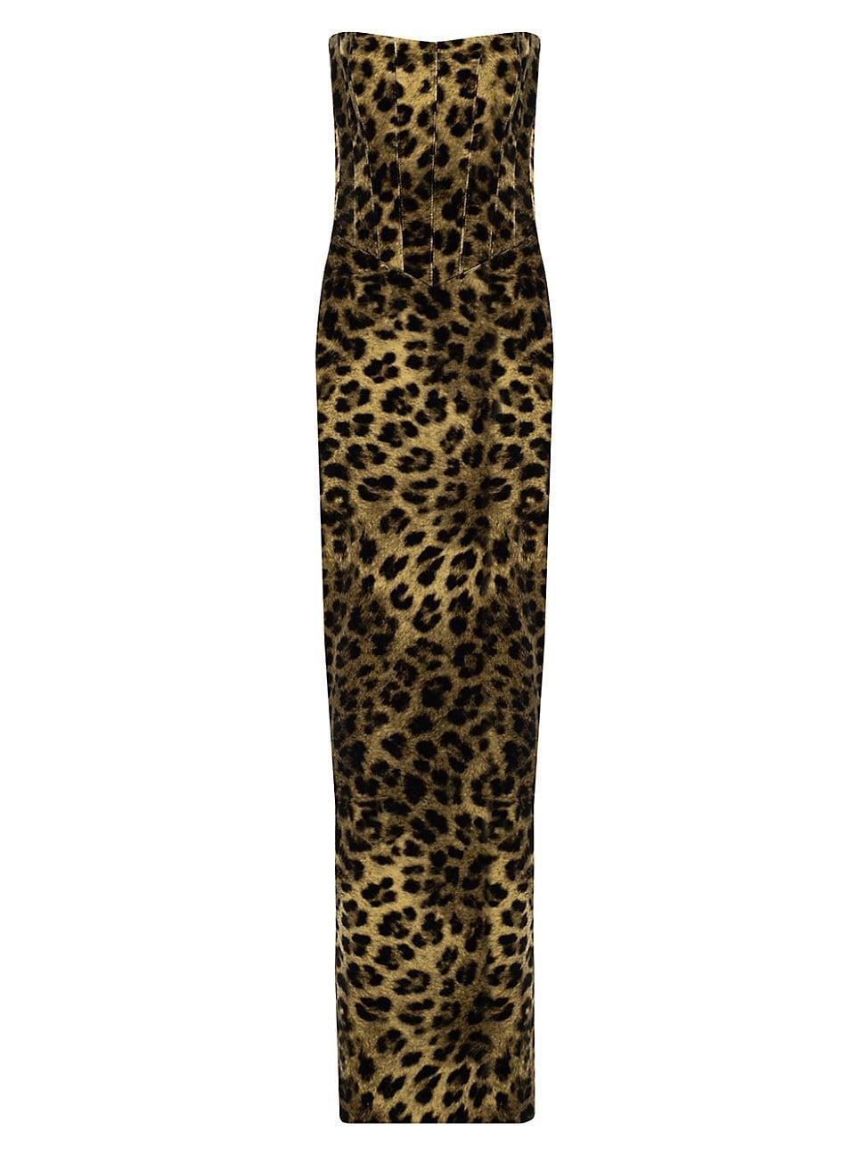 Womens Ambra Leopard Corset Maxi Dress Product Image