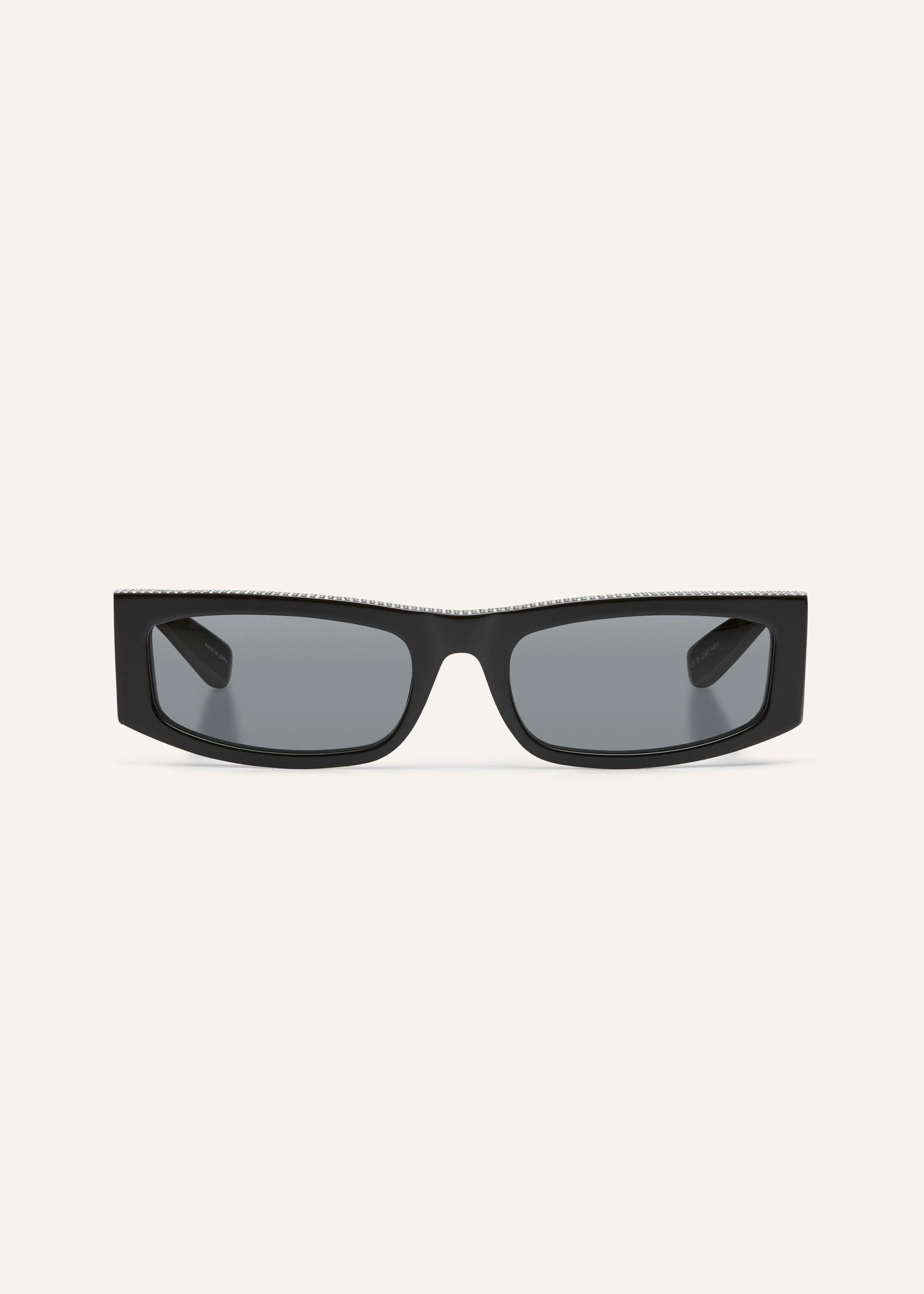 Rectangular sunglasses in black crystals Product Image