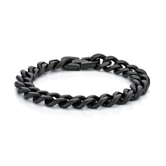 Men's 11.0mm Curb Chain Bracelet in Solid Stainless Steel with Black IP - 9.0" Product Image