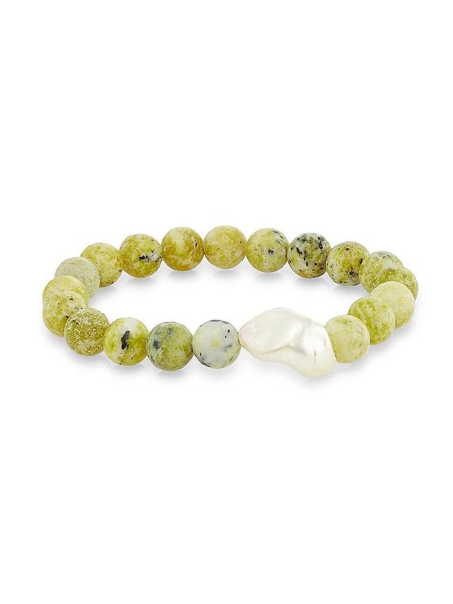 Womens Organic Gems Gigi Yellow Turquoise & Pearlized Shell Beaded Stretch Bracelet Product Image