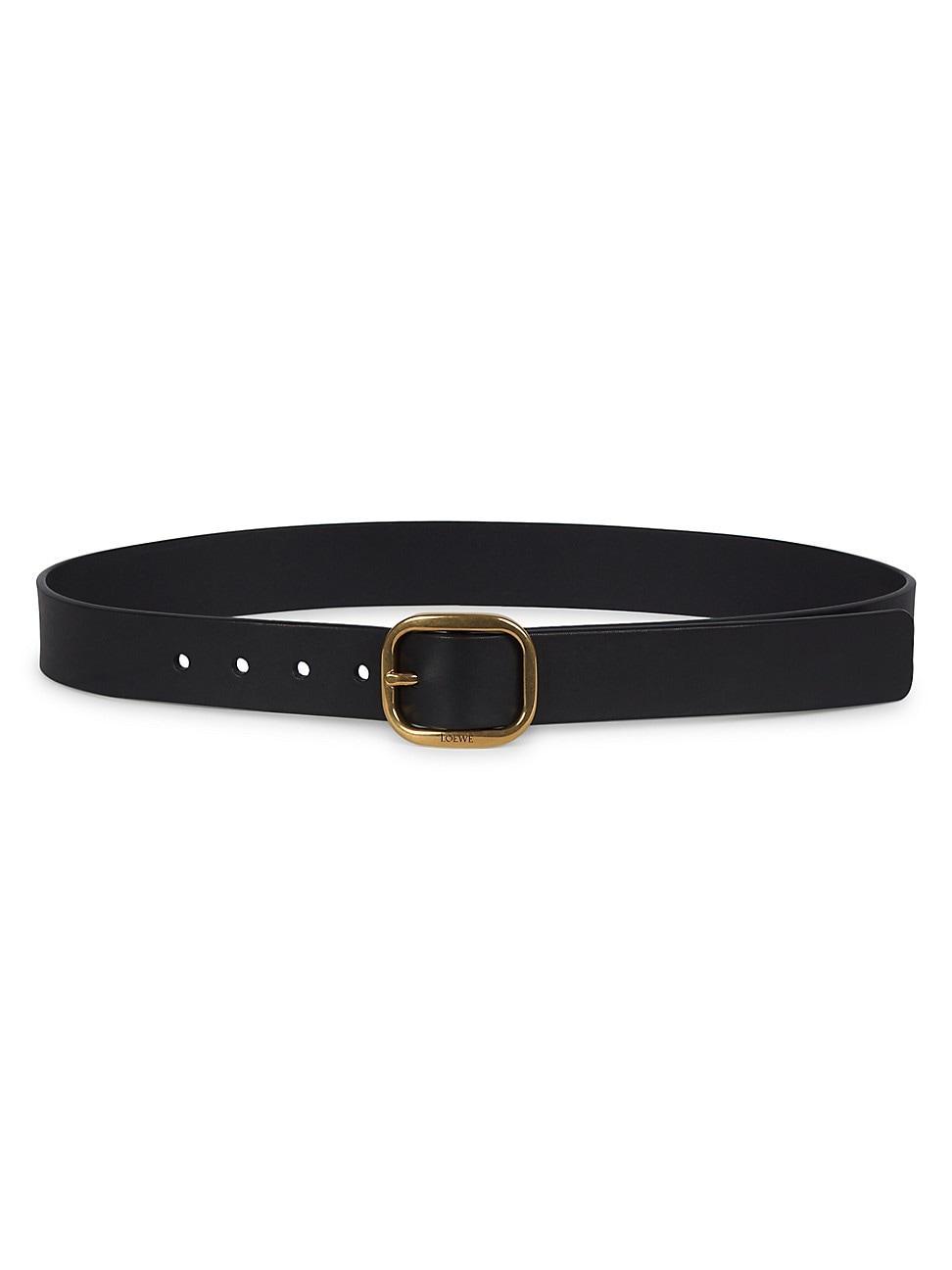 Womens Rounded Square Buckle Leather Belt Product Image