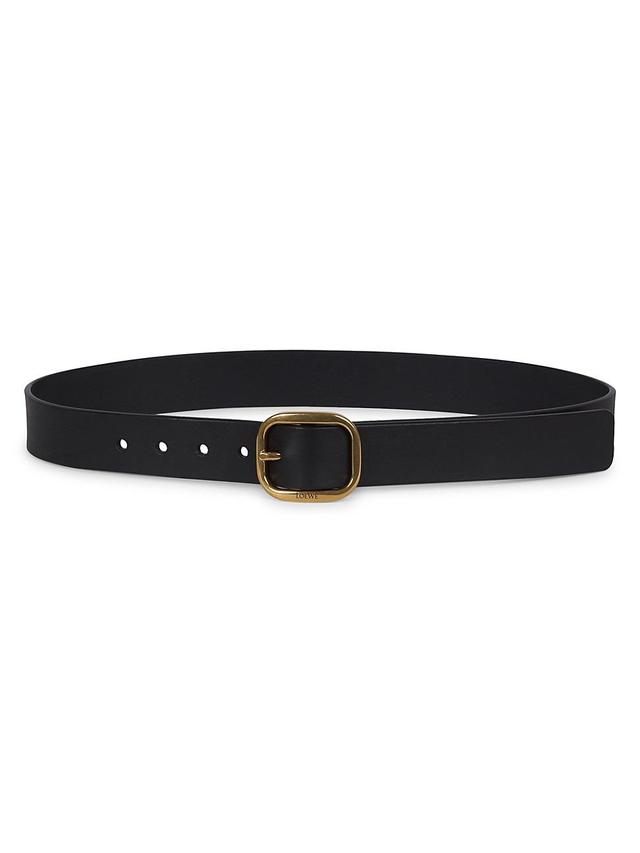 Womens Rounded Square Buckle Leather Belt Product Image