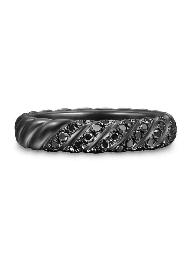 Womens Sculpted Cable Band Ring in Black Titanium Product Image