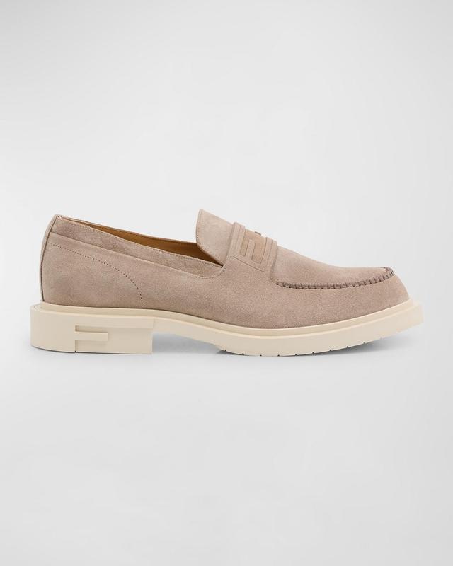 Mens Fendi Frame Suede Penny Loafers Product Image