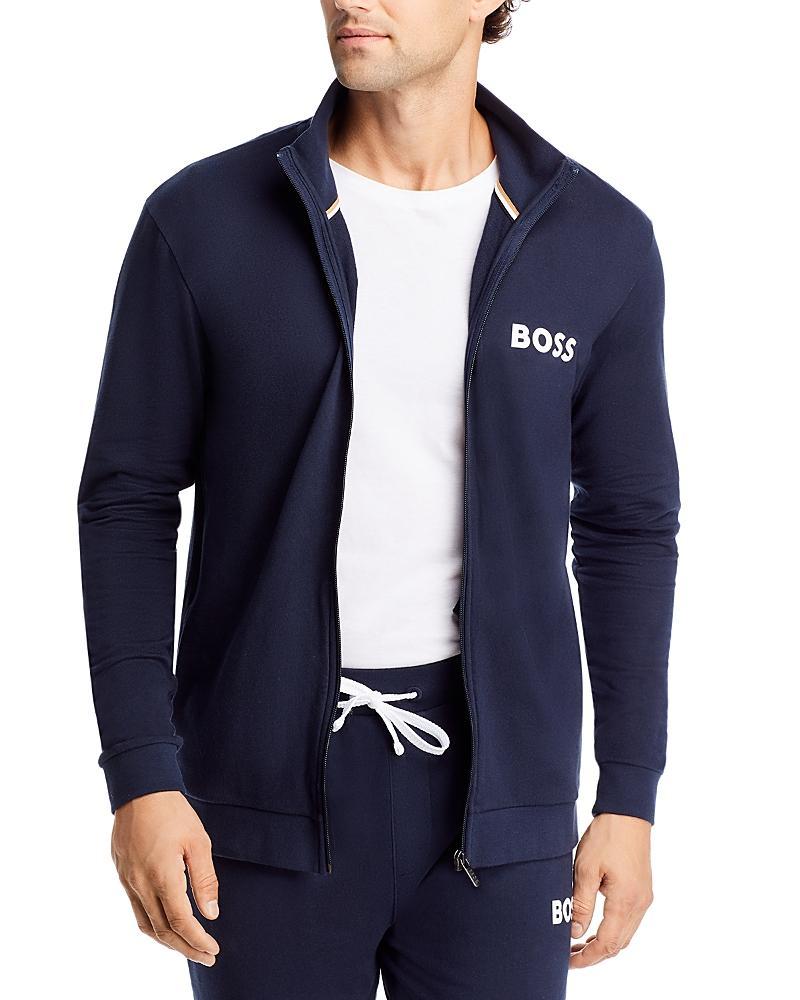 Boss Ease Cotton Logo Print Full Zip Jacket Regular Fit Product Image