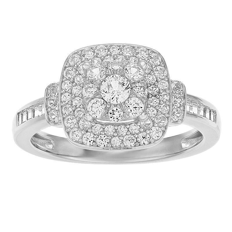 14k White Gold 3/4 Carat T.W. Diamond Tiered Halo Ring, Womens 14k Whgold Product Image