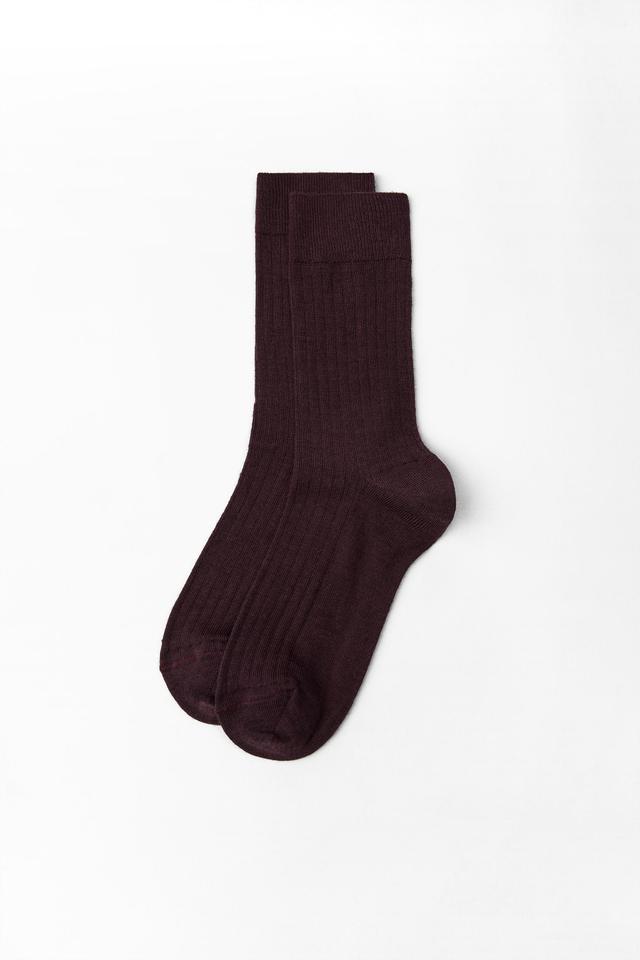 RIBBED WOOL BLEND SOCKS Product Image