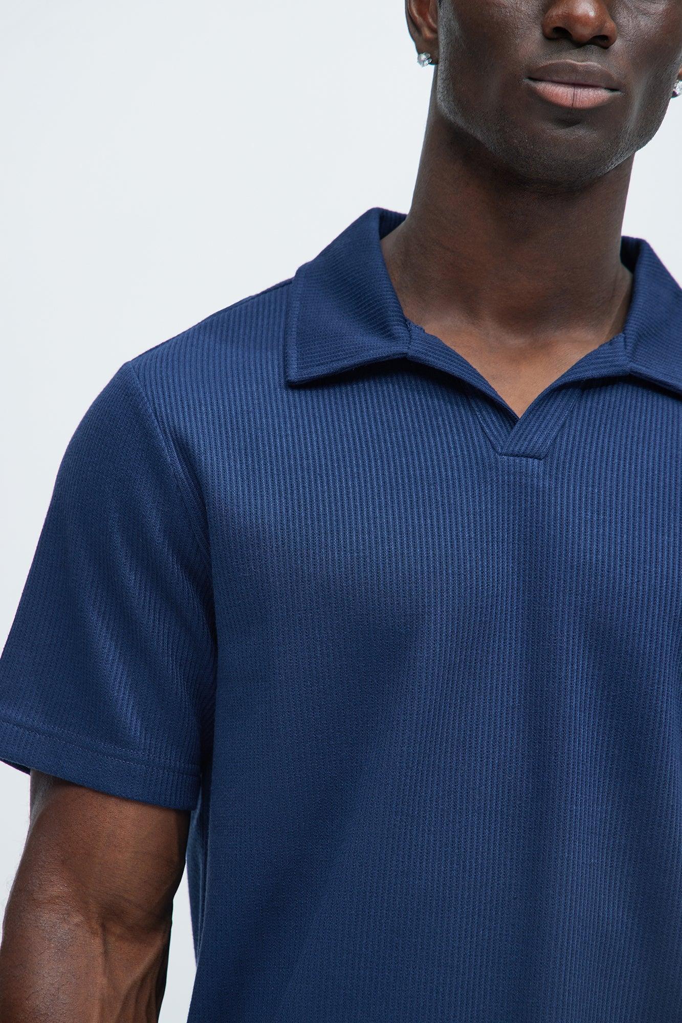 Kalel Textured Short Sleeve Polo - Navy Product Image