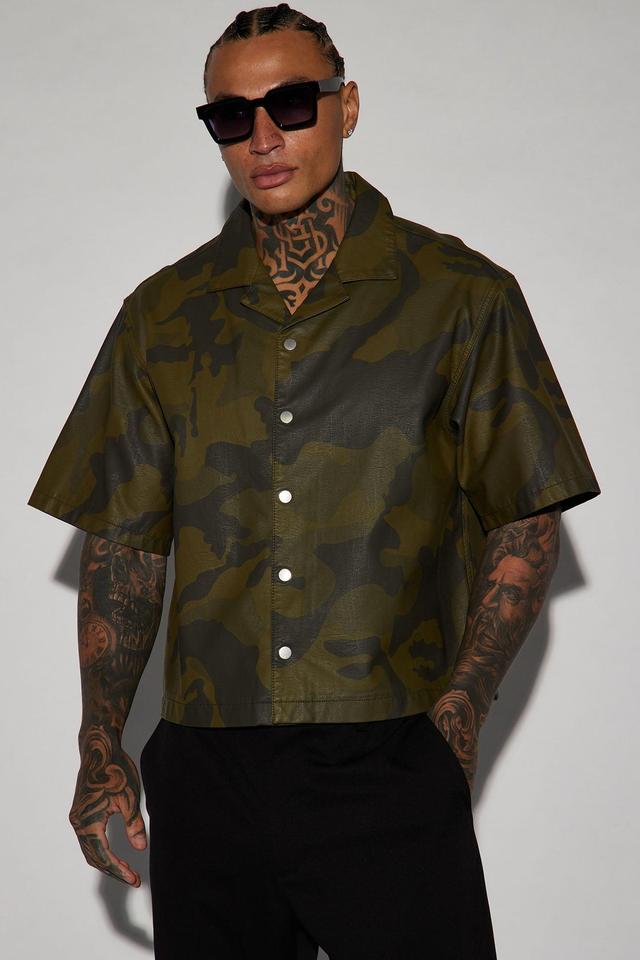 Every Step Of The Way Camo Cropped Button Up Shirt - Camouflage Product Image