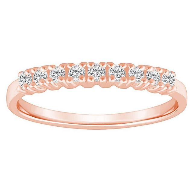 Alyson Layne 14k Gold 1/4 Carat T.W. Diamond 9-Stone Wedding Ring, Womens Pink Product Image