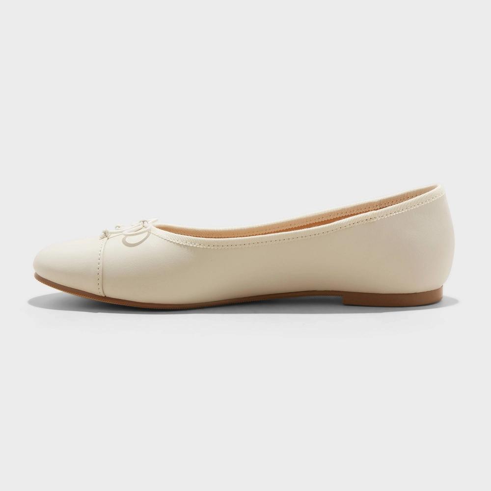 Women's Janie Ballet Flats with Memory Foam Insole - A New Day™ Cream 6W Product Image