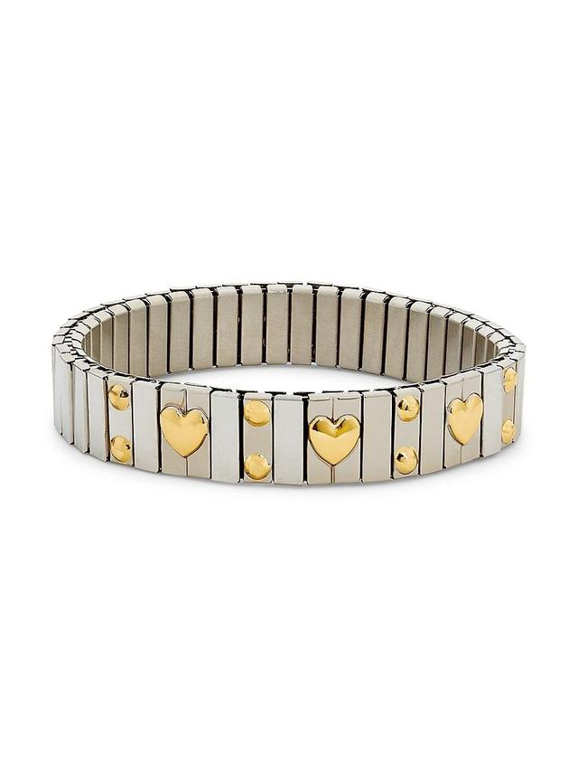 Womens Two-Tone Heart Stretch Bracelet Product Image