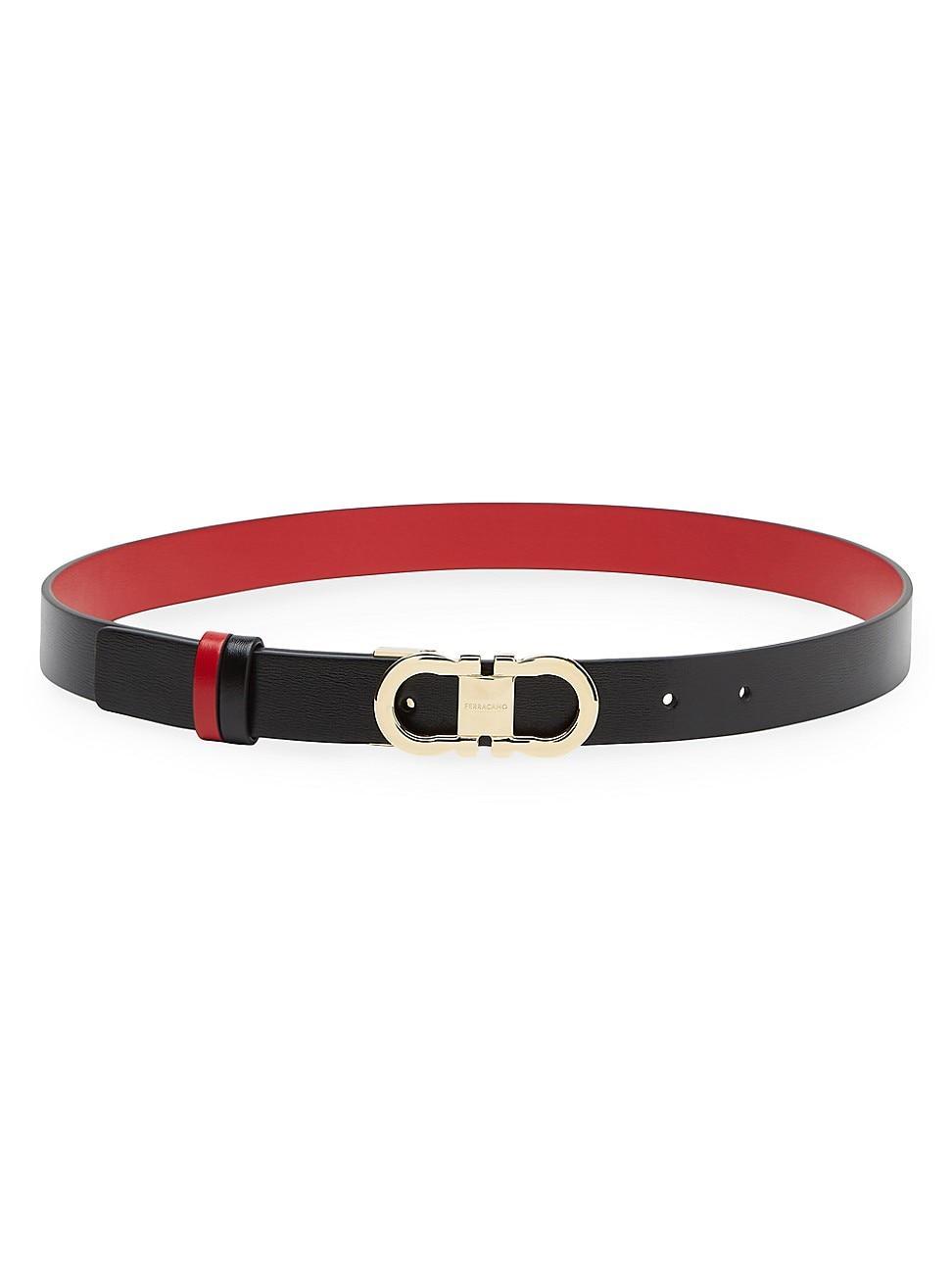 Ferragamo Womens Double Gancini Reversible Leather Belt Product Image