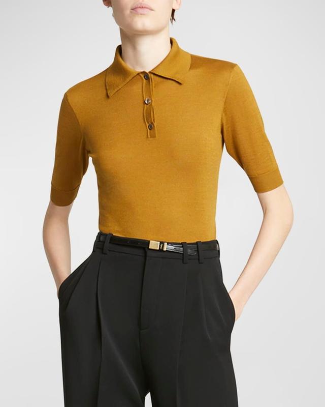 Short-Sleeve Wool-Cashmere Polo Shirt Product Image