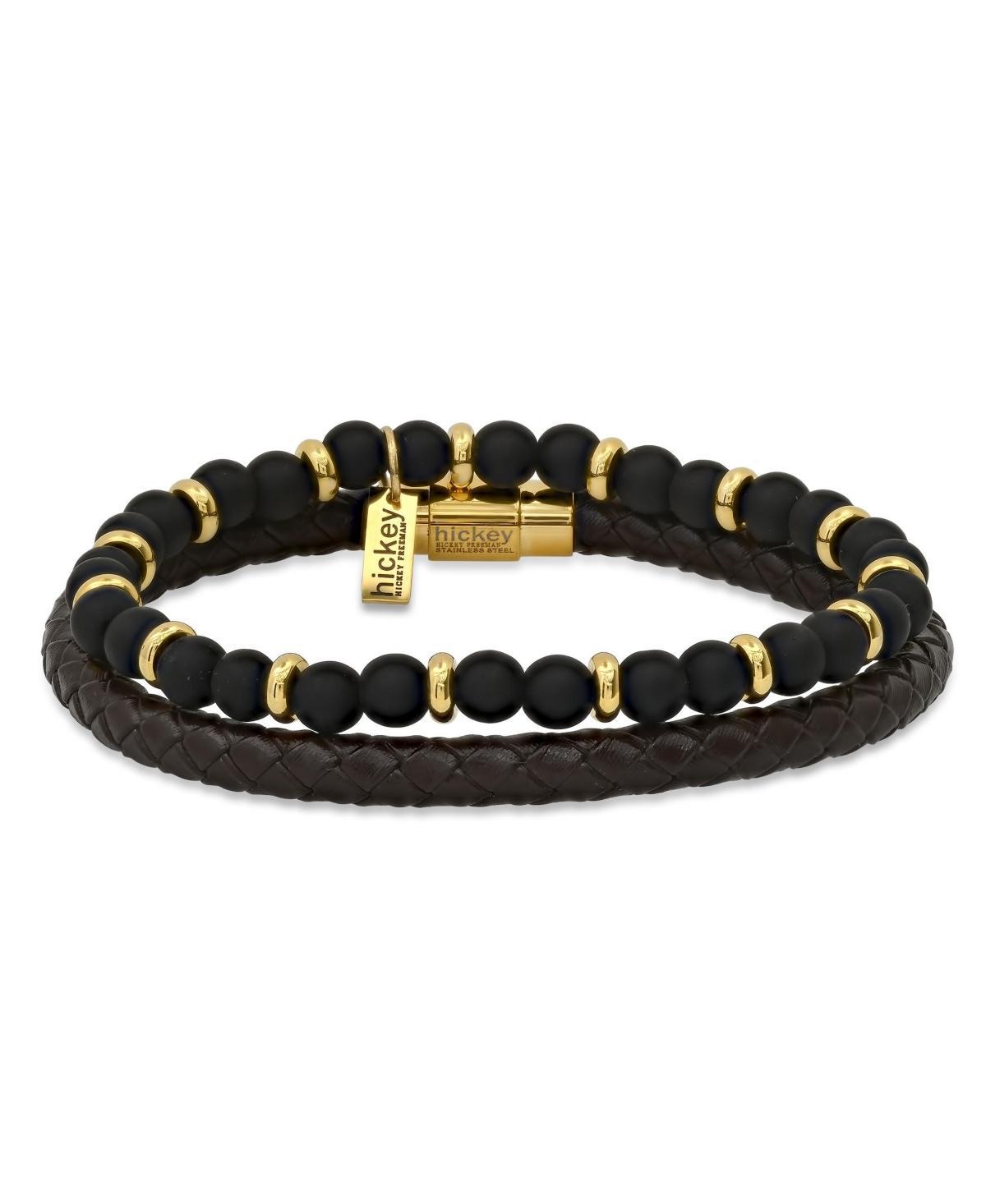 hickey by Hickey Freeman Roll-Braided Genuine Leather Bracelet, 2 Piece Set Product Image