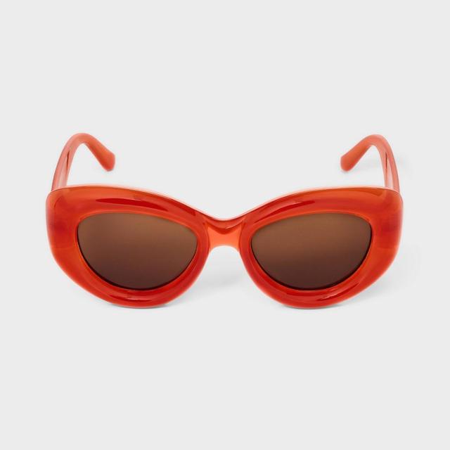Womens Bubble Round Cateye Sunglasses - A New Day Orange Product Image