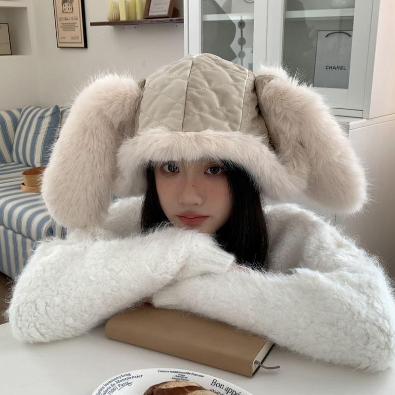 Rabbit Ear Chenille Trapper Hat Product Image