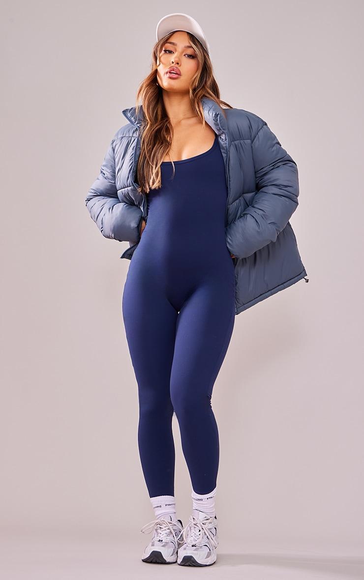 Petite Navy Strappy Snatched Sculpt Jumpsuit Product Image