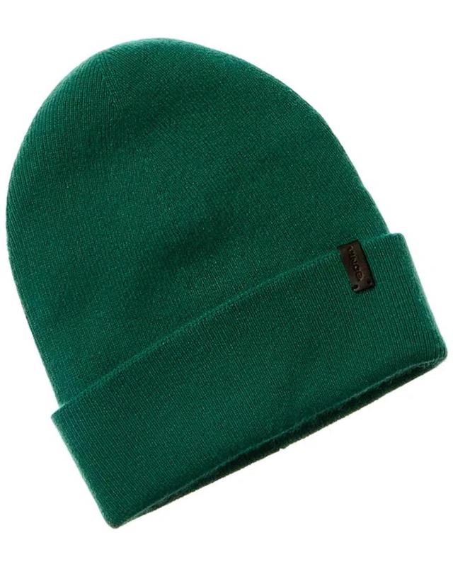 Ribbed Cuff Cashmere Beanie In Green Product Image