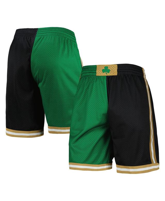 Mens Mitchell & Ness Kelly /Black Boston Celtics Hardwood Classics 2007 Split Swingman Shorts Product Image