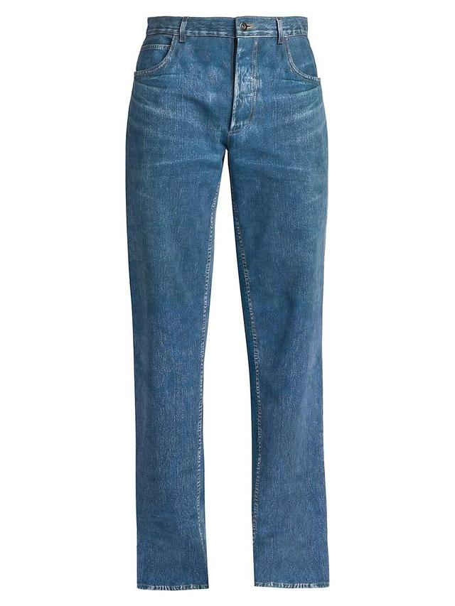 Mens Five-Pocket Denim-Look Leather Jeans Product Image