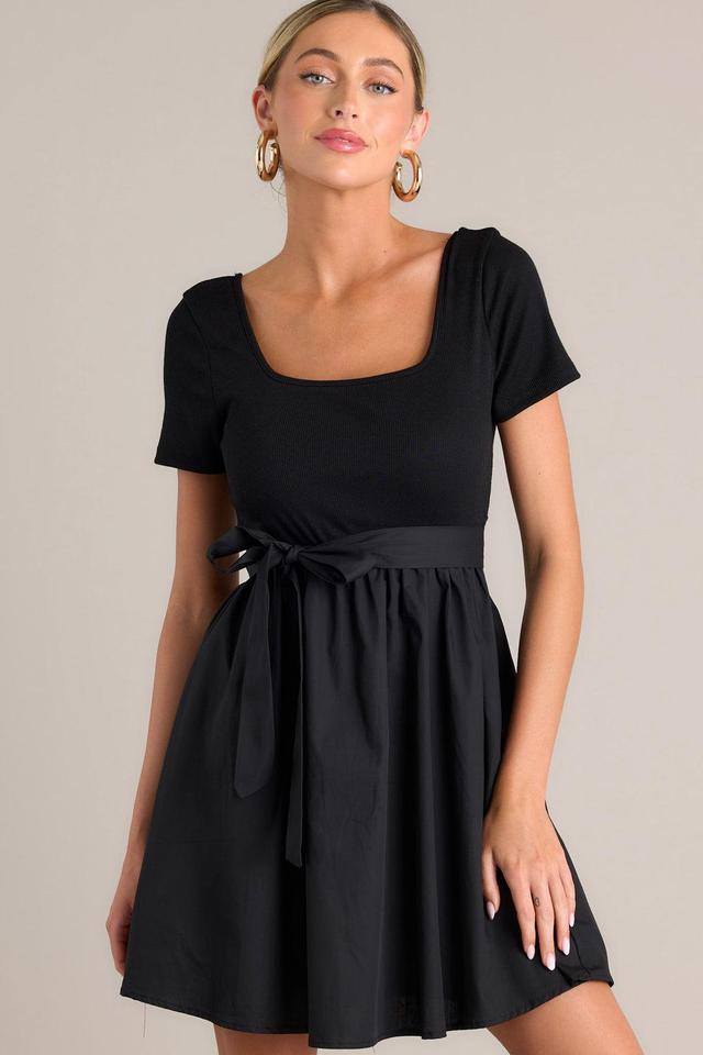 Starless Night Black Short Sleeve Mini Dress Product Image