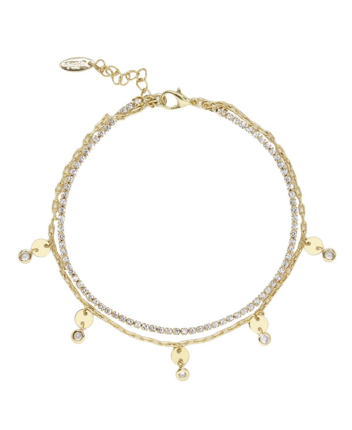 Ettika Giovanna Layered Crystal Womens Anklet - Gold Product Image