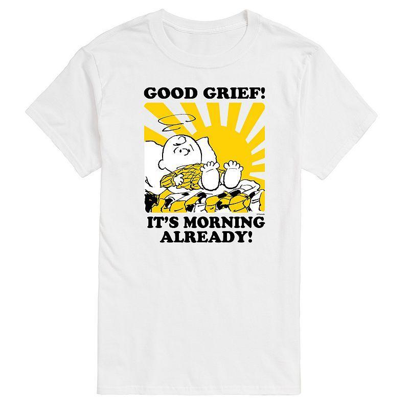 Mens Peanuts Its Morning Already Graphic Tee Grey Gray Product Image