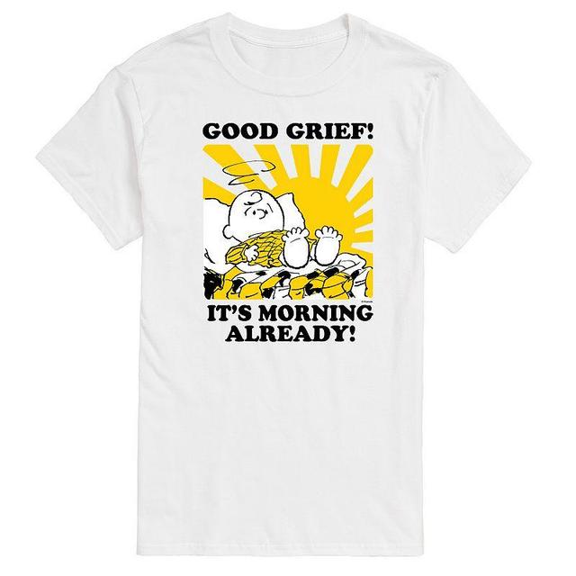 Mens Peanuts Its Morning Already Graphic Tee Grey Gray Product Image