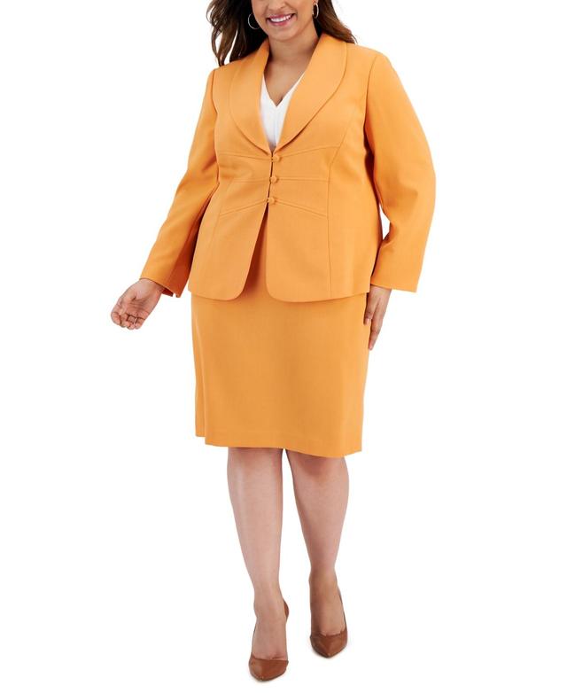 Le Suit Plus Size Seamed Crepe Jacket Slim Skirt Suit Product Image