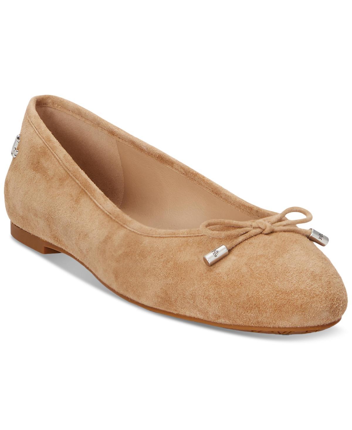 Lauren Ralph Lauren Jayna Bow Detail Leather Ballet Flats Product Image