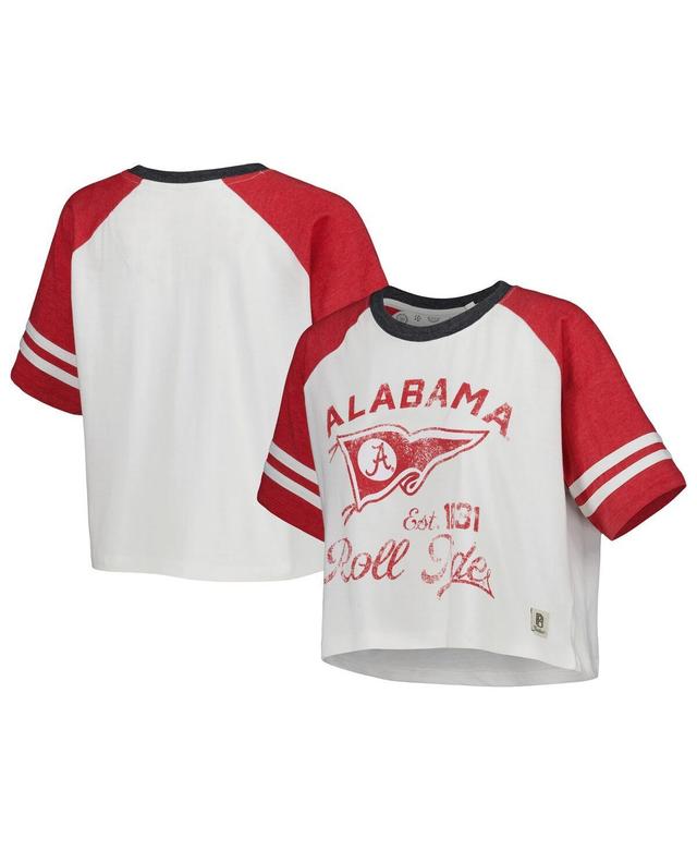 Womens Pressbox Alabama Crimson Tide Melange Beaumont Cropped Raglan T-Shirt Product Image