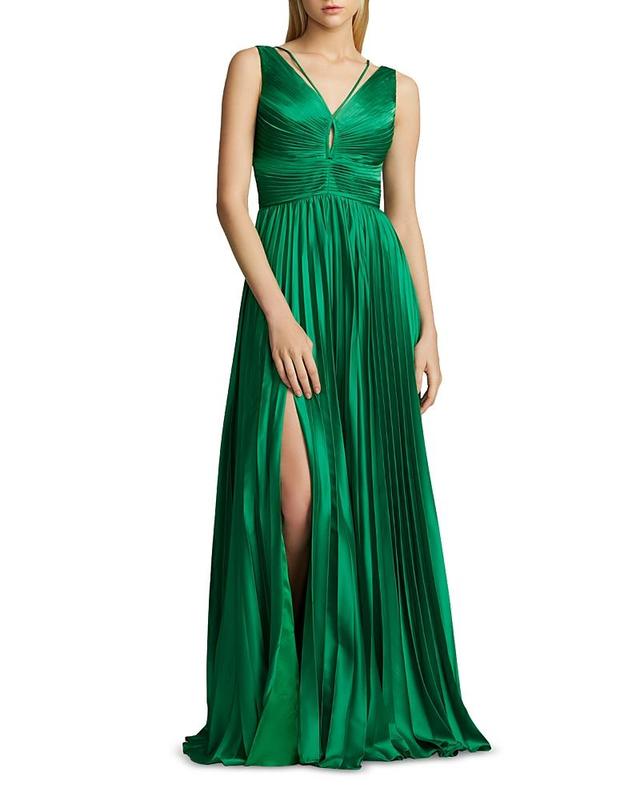 Womens Satin Pleated Chiffon Gown Product Image