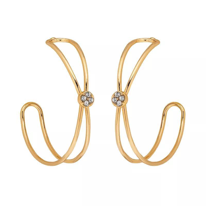 LC Lauren Conrad Gold Tone Crystal Hoop Earrings, Womens, Clear Product Image