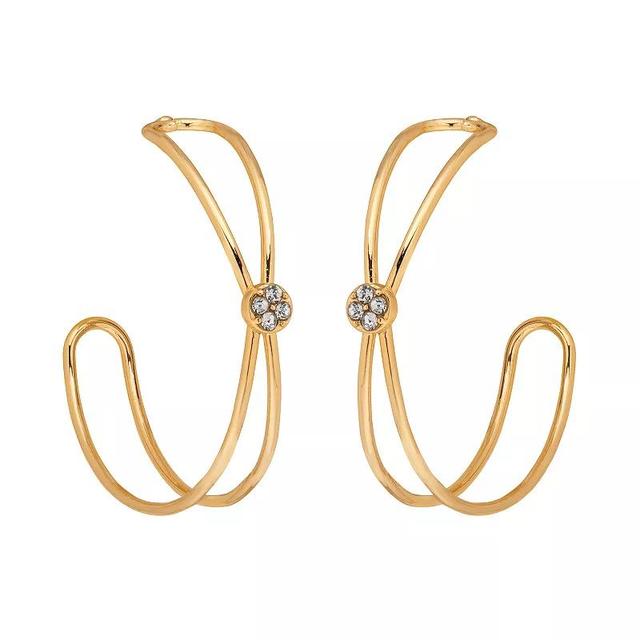 LC Lauren Conrad Gold Tone Crystal Hoop Earrings, Womens, Clear Product Image