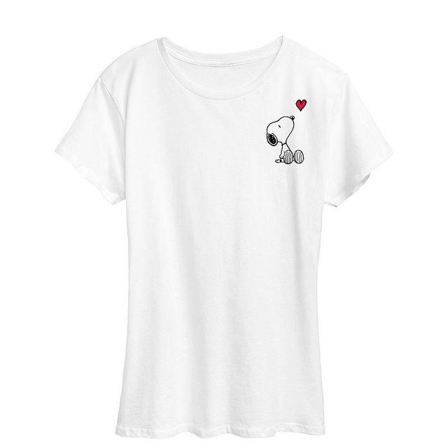 Hybrid  Peanuts Womens Tee Shirts WHITE - White Peanuts Snoopy Heart Graphic Tee - Women & Plus Product Image