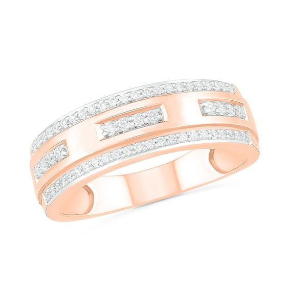 Men's 3/8 CT. T.w. Diamond Edge Wedding Band in 10K Rose Gold Product Image