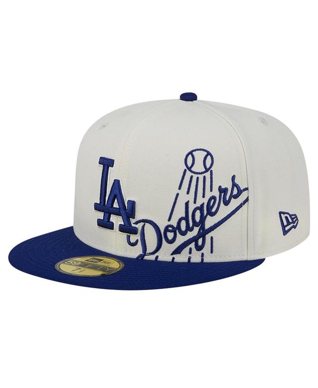 New Era Mens Cream Los Angeles Dodgers Lonestar 59FIFTY Fitted Hat - Cream, Royal Product Image