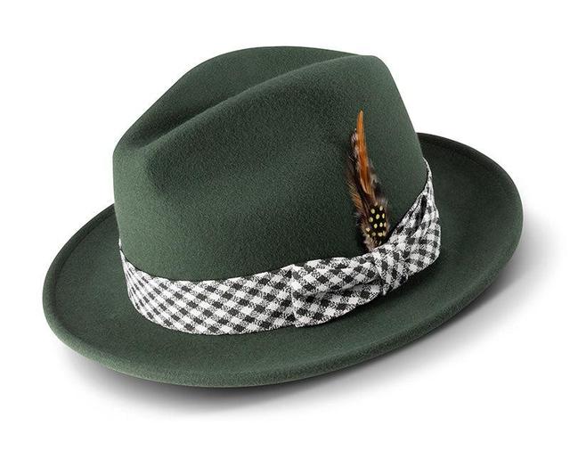 Hunter Green Wool Felt Dress Hat with Feather Accent Product Image