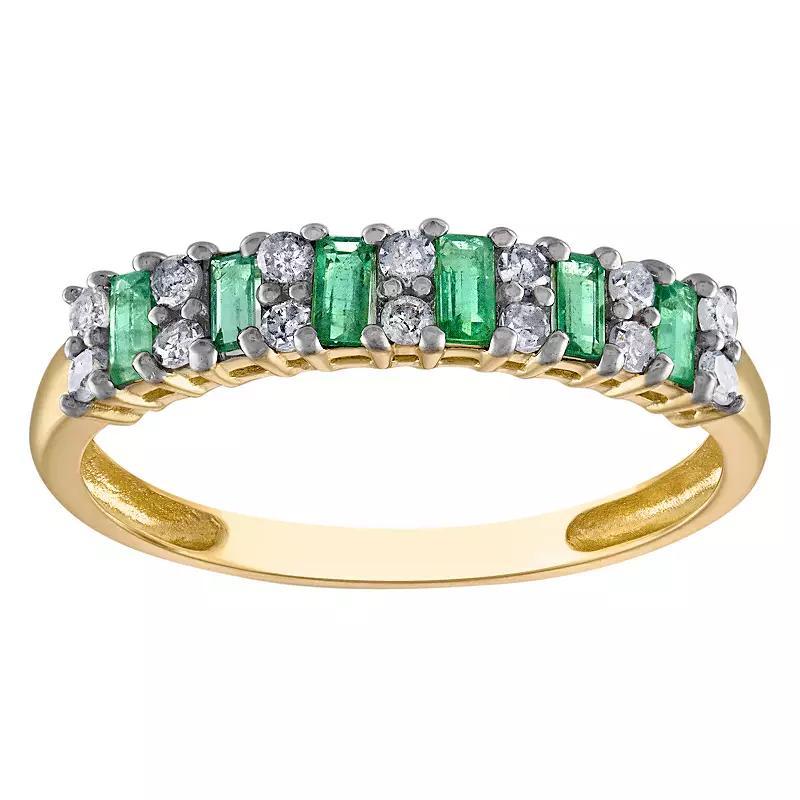 Tiara 10k Gold Gemstone & 1/5 Carat T.W. Diamond Ring, Womens Green Product Image