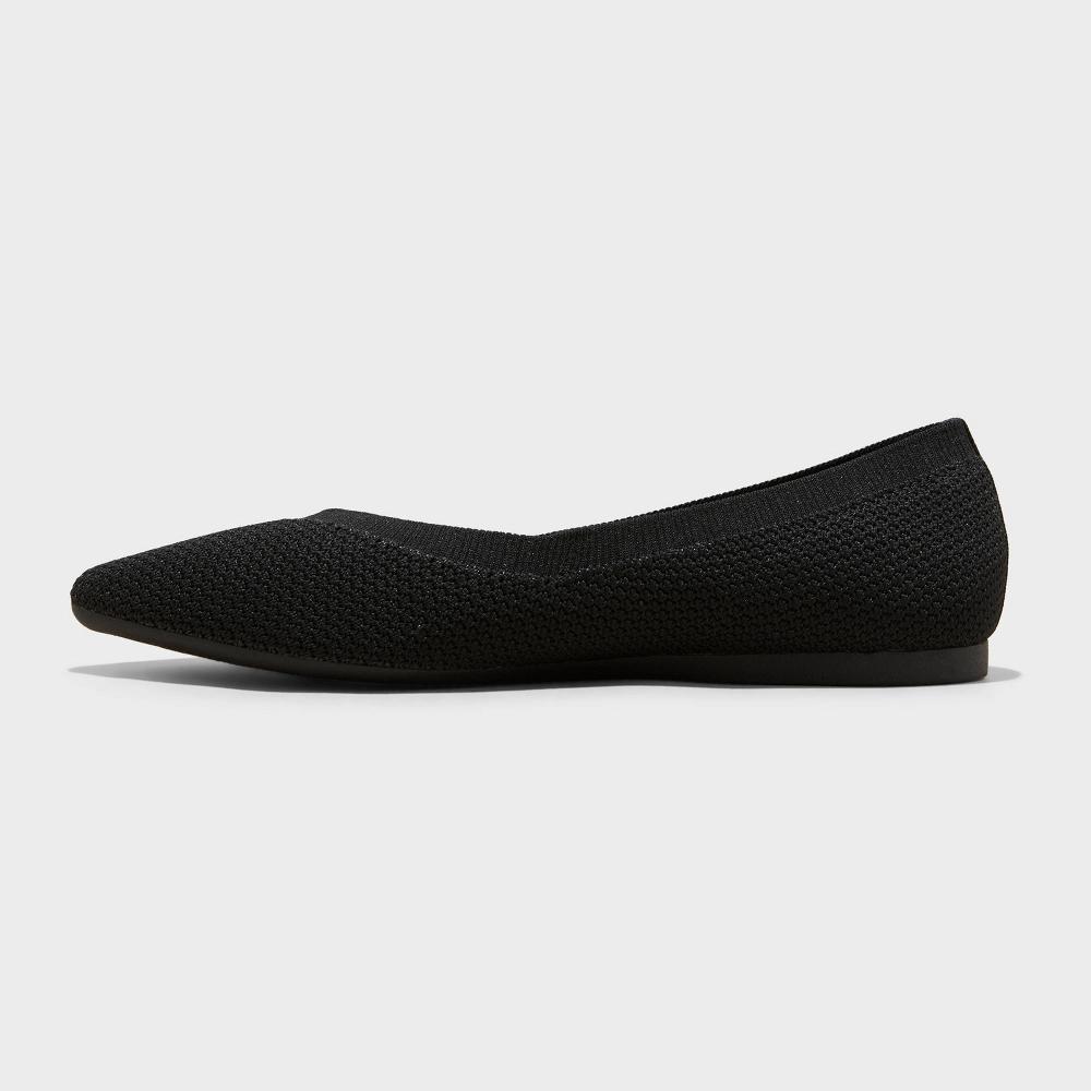 Womens Claire Knit Ballet Flats - A New Day Black 6 Product Image