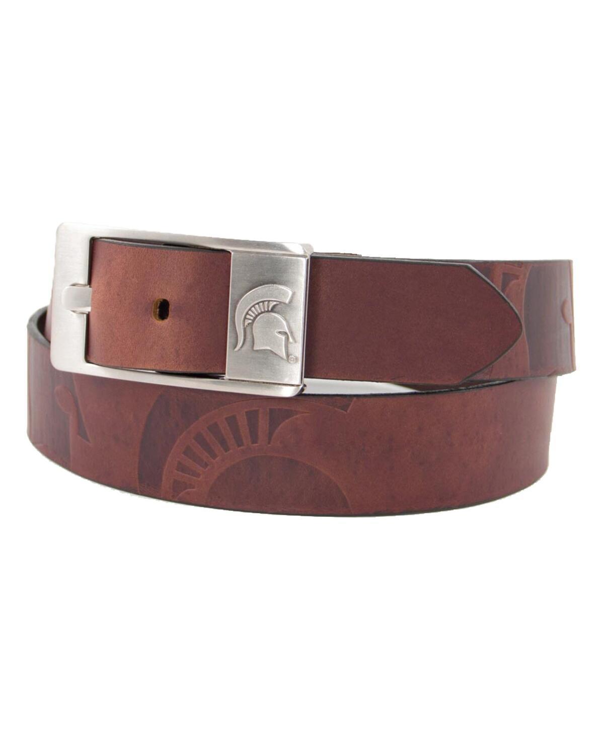 Mens Michigan State Spartans Brandish Leather Belt Brown Product Image