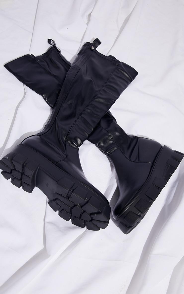 Black Extreme Chunky Sole Knee High Boots Product Image