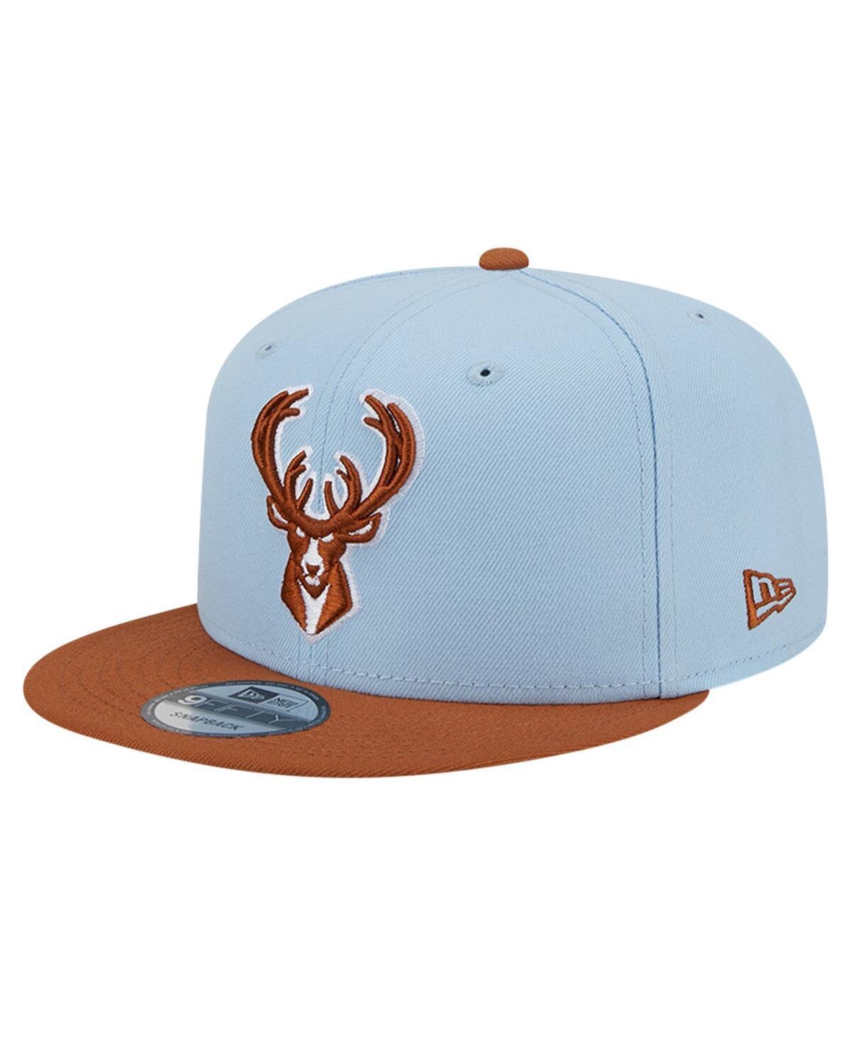 New Era Mens Light Blue/Brown Milwaukee Bucks 2-Tone Color Pack 9Fifty Snapback Hat Product Image