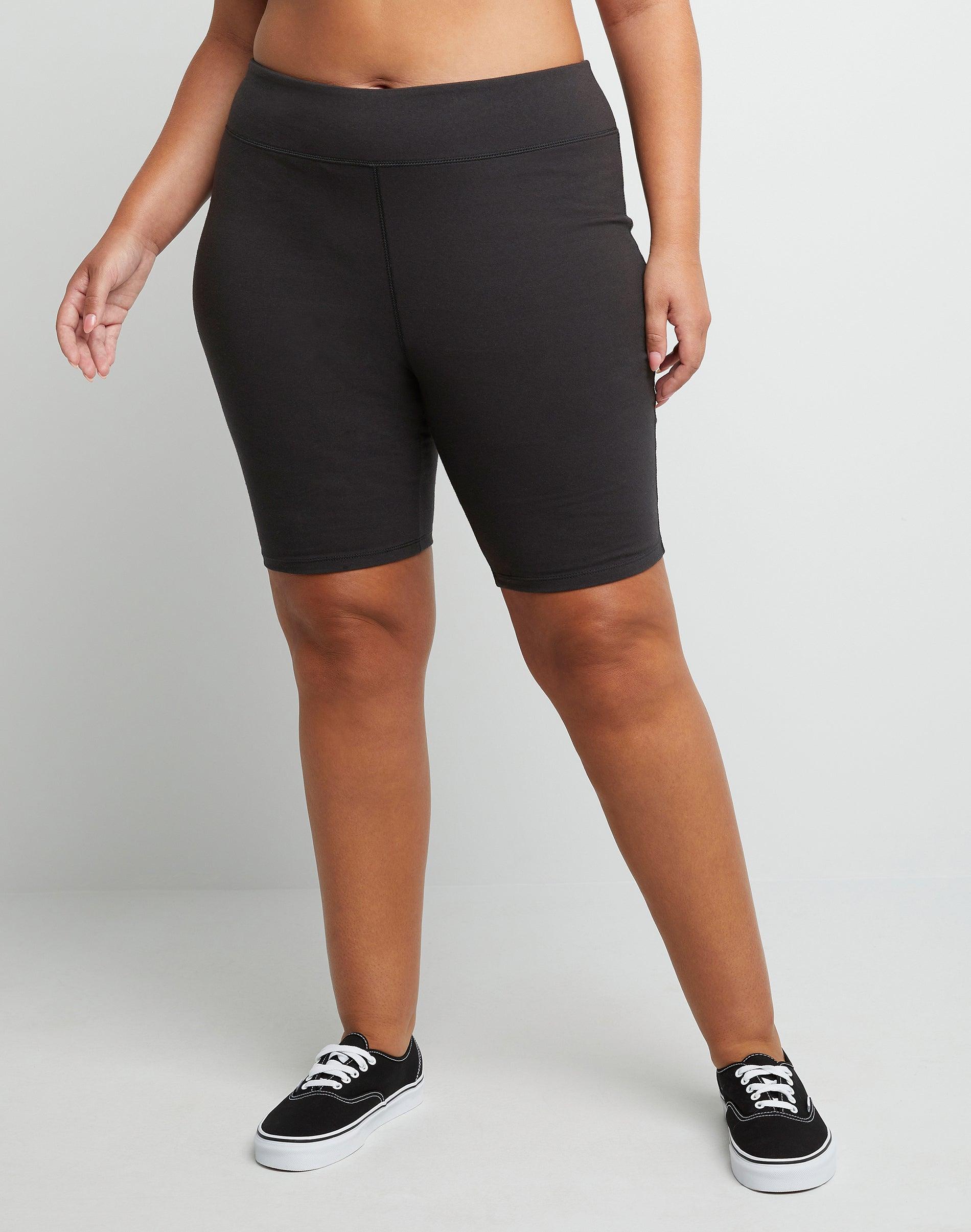 Plus Size Just My Size Stretchy Jersey Bike Shorts, Womens Grey Heather Product Image