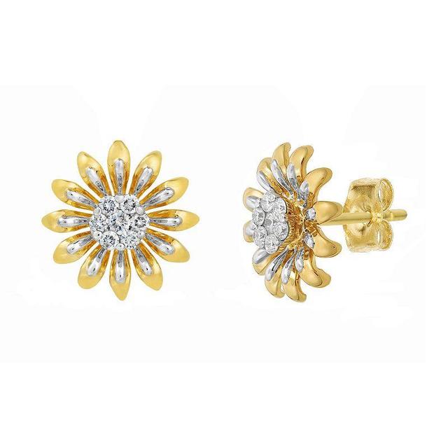 Gemminded 18k Gold Over Silver 1/8 Carat T.W. Diamond Daisy Stud Earrings, Womens, Gold Tone Product Image