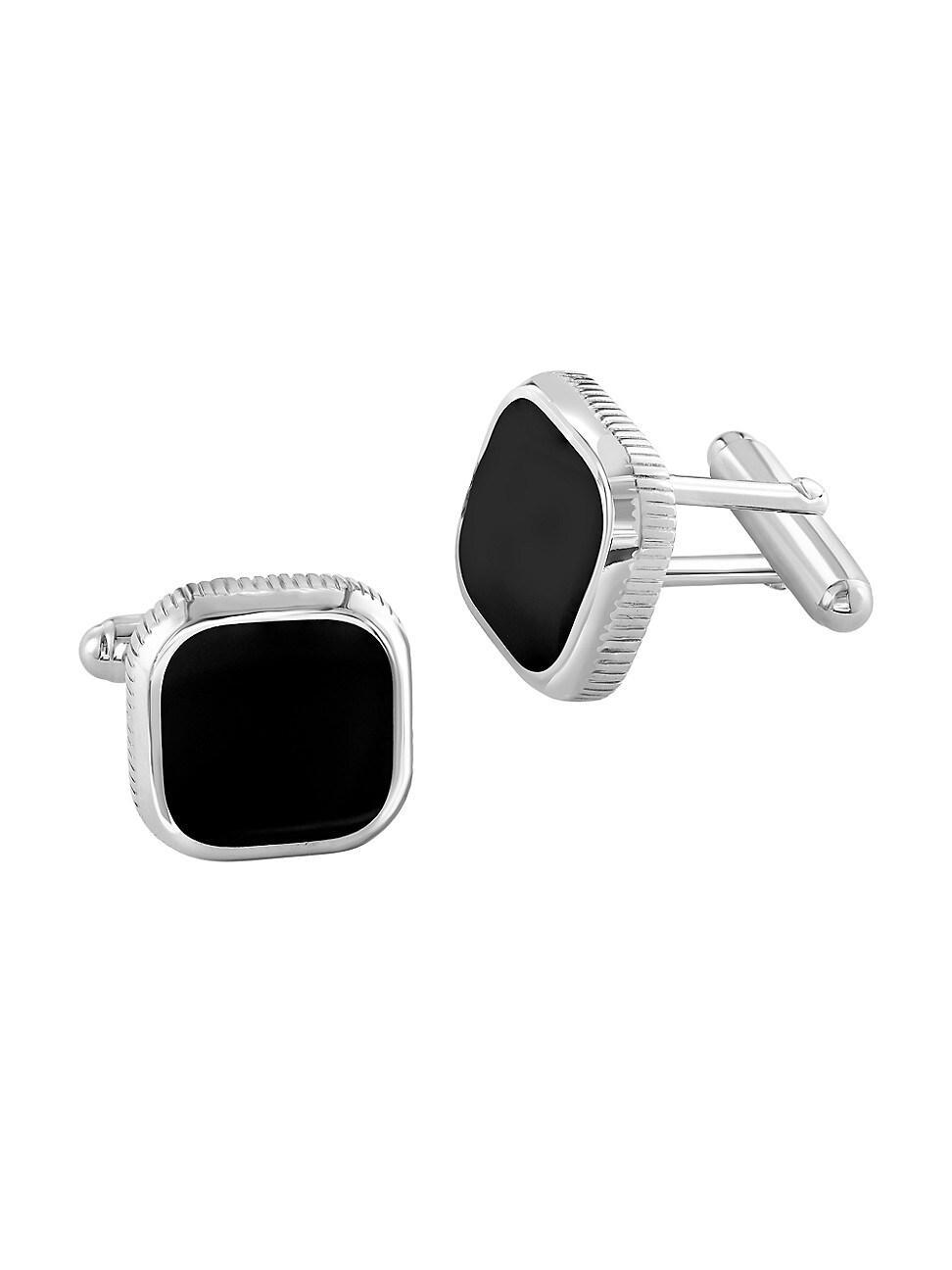 Mens COLLECTION 925 Sterling Silver & Agate Cufflinks Product Image