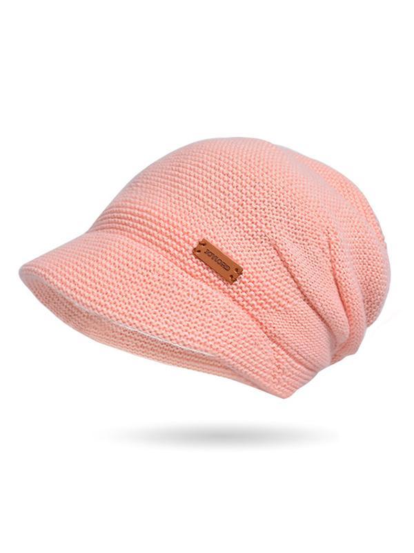 Flat Brim Solid Color Split-Joint Hats Knitted Hats Product Image