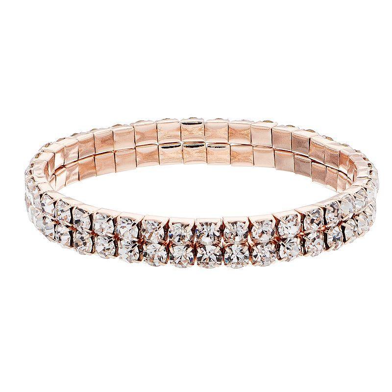 Vieste Simulated Crystal Stretch Bracelet, Womens, Rose Gold Tone Product Image